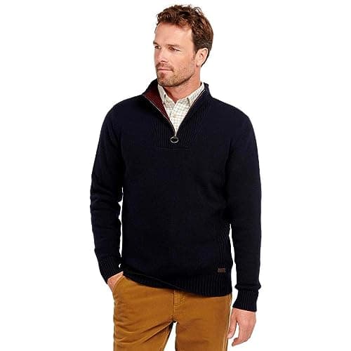 Image of Barbour Nelson Essential Half Zip Jumper Navy Medium, Blue