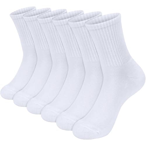 Image of KOOOGEAR 6 Pairs Kids Socks for Boys Girls Half Cushion Thick Cushioned School Sports Crew Sock 5-13 Years