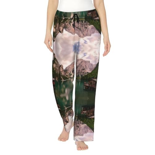 Image of Lake And Wood Cottage Womens Pajama Pants Stretch Comfy Lounge Pants Drawstring Waist Sleep Bottoms With Pockets