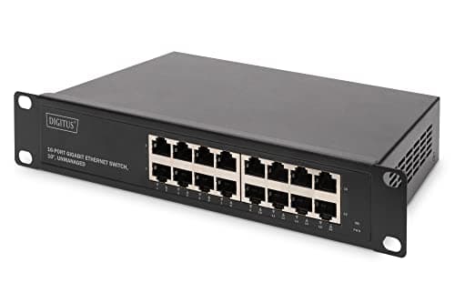 Image of DIGITUS Gigabit Ethernet Network Switch - 10 inch - 16 ports - Unmanaged - Backplane 32 Gbps - Auto MDI/MDI-X - Black
