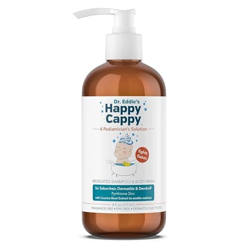 Image of Happy Cappy Dr. Eddie’s Medicated Shampoo for Children, Treats Dandruff and Seborrheic Dermatitis, No Fragrance, Stops Flakes and Redness on Sensitive Scalps and Skin, 8 oz