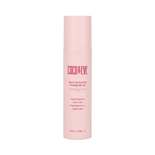 Image of Coco & Eve Daily Radiance Primer SPF50 Sunscreen. Tinted Primer with SPF 50 for Sunscreen Protection Against UVA UVB. Antioxidants, Niacinamide for Radiant Skin and Healthy Glow. (50 ml)