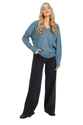 Image of Long Tall Sally - Lts Tall Cable Knit V-Neck Jumper - Women's