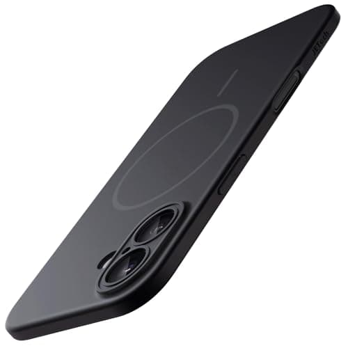 Image of JETech Magnetic Slim Case for iPhone 16 6.1-Inch Compatible with MagSafe, Full Camera Lens Protection, Ultra-Thin Lightweight Matte Finish Minimalist Phone Cover (Black)