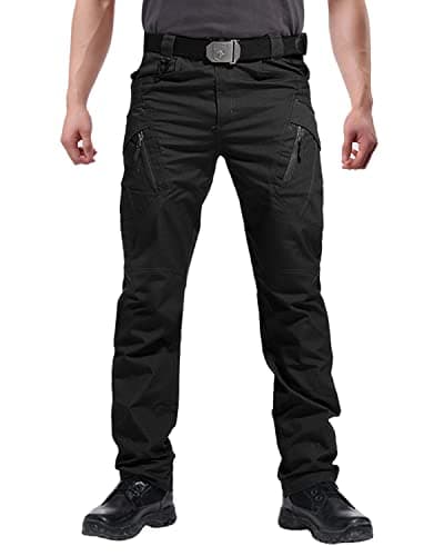 Image of FEDTOSING Men's Outdoor Cargo Work Trousers Military Tactical Pants Combat Ripstop Trousers (Black 34W / 32L)