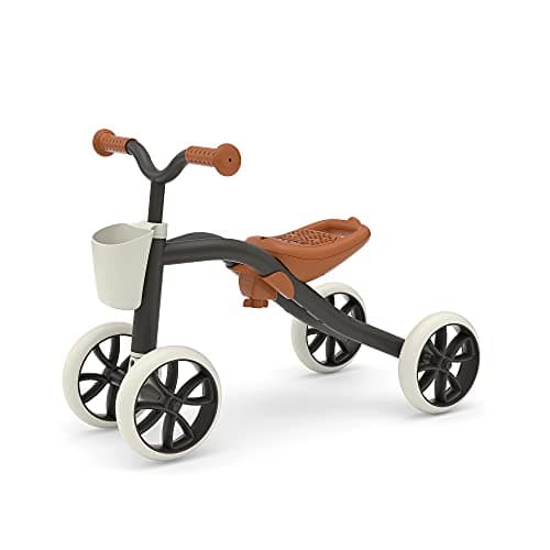 Image of Chillafish Quadie Grow - Black | Adjustable Ride-On for Kids 1-3 | Front Basket & Hidden Storage | Lightweight & Portable