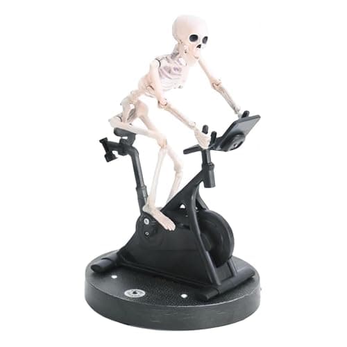 Image of Funny Animatronic Skeleton. Animated Skeleton on Bicycle. Scary Animated Halloween Decoration. LED Lighted Holiday Decoration. Halloween Decoration. (White, 高15cm)