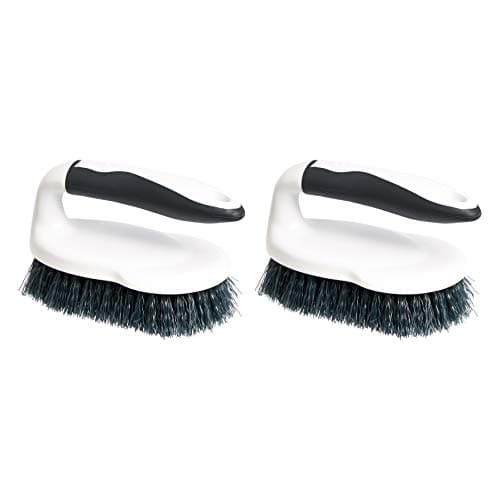 Image of Amazon Basics All Purpose Rectangular Scrub Brush, 2-pack, White & Black