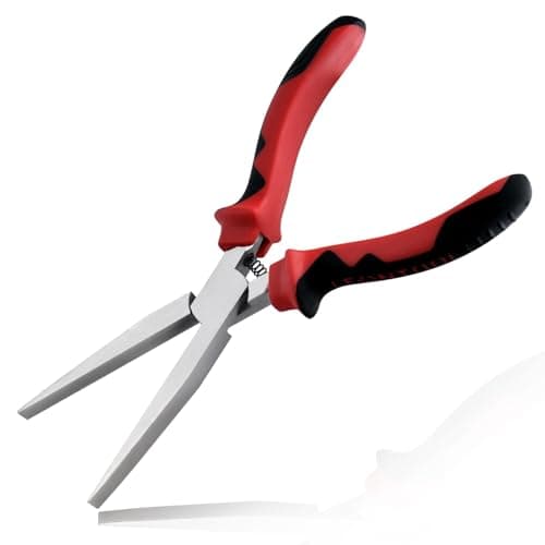 Image of LEONTOOL 7 Inch Long Flat Pliers Duck Beak Pliers with Smooth Jaw Spring Loaded Extra Long Pliers Flat Pliers Jewellery Pliers for Jewellery Making Wire Bending Wrapping Straightening, TPR Handle