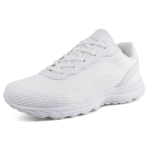 Image of Knixmax Outdoor Wide Fit Running Walking Shoes for Men Women Wide Toe Box Comfortable Athletic Lifestyle Trainers Unisex White UK6-EU39