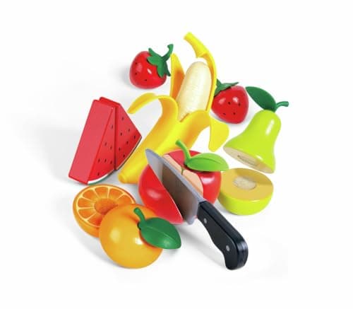 Image of Hape Healthy Fruit Playset | Play Food Fruit Set with Toy Knife for Pretend Play | 3+ Years