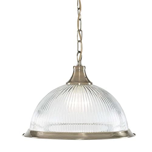 Image of American Diner Single Pendant Glass Antique Brass Finish. 60 Watt Bulb