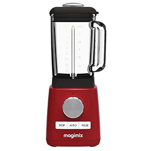 Image of Magimix Power Steel Blender Premium in Red with Borosilicate Glass Jug and 2 Blend Cups - 1.8L