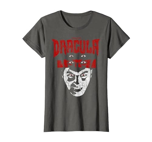 Image of Universal Monsters Distressed Dracula Portrait Logo T-Shirt, Women, Asphalt Grey, X-Small