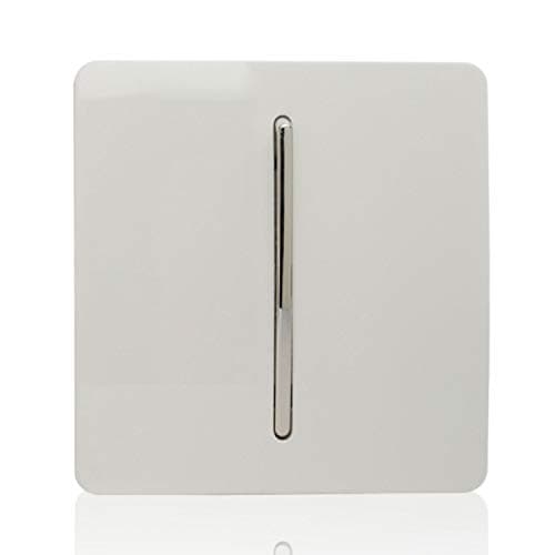Image of Trendi 1 Gang 2 Way 240V Screwless Raised Front Plate Plastic Artistic Modern Glossy 10 Amp Chrome Rocker Single Electrical Wall Light Switch Ice White - ART-SS2WH