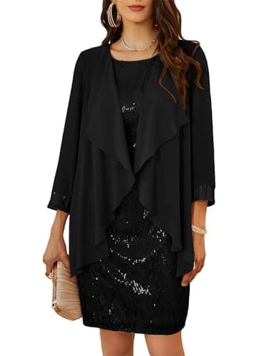 Image of GRACE KARIN Women Sexy Round Neck Prom Midi Plus Size Dress Christmas Holiday Dance Sleeveless Sequined Dress Black XXL