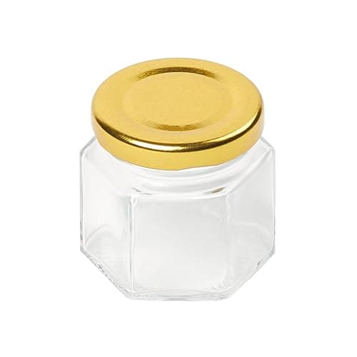 Image of Tala Hexagonal Preserving Jar with Gold Screw Lid, 1.9 oz (55ml), Perfect for Jam, Honey, and Homemade Preserves