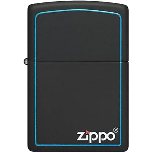 Image of Zippo Windproof Lighter - Classic Black & Blue - Black Matt Finish, Colour Image - Refillable - Reusable - Windproof Design - Gift Box - Metal - Made in USA