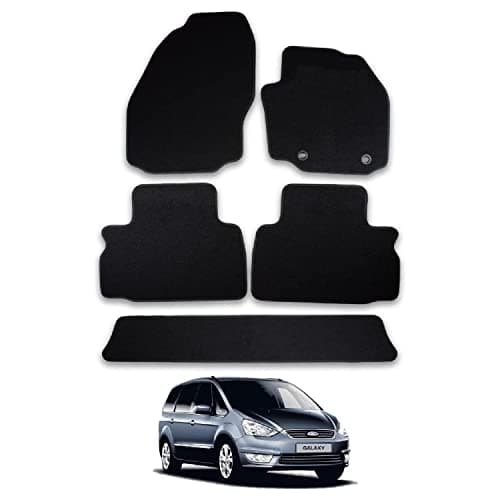 Image of Ford Galaxy (2006-2013) Car Mats Accessories Tailored Fit Carpet Floor Mats Non Slip Black Trim Full Coverage Compatible Accessory Front Rear Set Anti Slip Granulated Backing Hand-Finished Clips