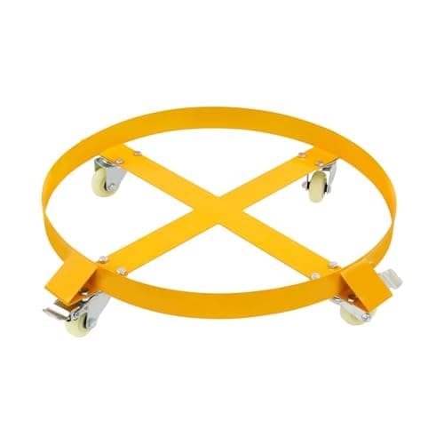 Image of 55 Gallon Drum Dolly Heavy Duty Barrel Dolly Cart with Steel Frame 264.55lbs Capacity Cross Base with 4 Wheels (2 Brakeable)