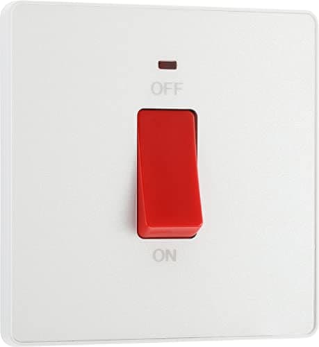 Image of BG Electrical Cooker Control Switch Unit with LED Power Indicator, Single Plate, Double Pole, Screwless, Evolve, Pearlescent White, 45A, PCDCL74W