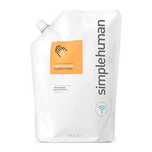 Image of simplehuman CT1019 1L Mandarin Orange Hand Wash Liquid Soap, Moisturising, Suitable for Sensitive Skin, Hypoallergenic (DEA, Sulphate and Paraben Free), Biodegradable, Liquid Soap Dispenser Compatible