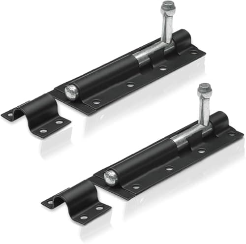 Image of 2 Pack Heavy Duty Tower Bolt Black 200mm (8"), Door Lock Bolt, Strong Black Coated Door Barrel Bolt, Durable Slide Bolt for Increasing Security on Garden Gates & Shed Doors