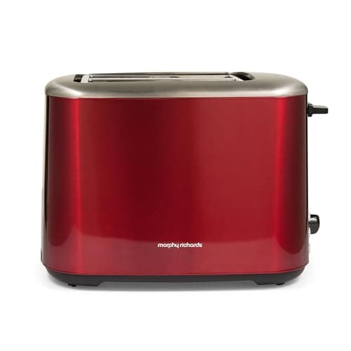 Image of Morphy Richards Equip 2 Slice Toaster, Defrost and Reheat, Browning Controls, Variable Wide Slots, Removable Crumb Tray, Stainless Steel, 800W, Red, 222066