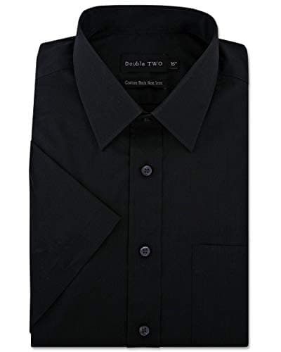 Image of Double TWO Short Sleeved Non Iron Cotton Rich Shirts (4500) in Glacier in 19.5
