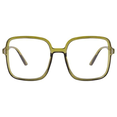 Image of QXEYEGLAS Oversized Square Reading Glasses 1.5 Women, Fashion Large Blue Light Blocking Readers, Big Frame Anti Eyestrain Eyewear