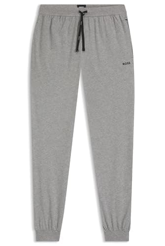 Image of BOSS Mens Mix&Match Pants Embroidered-Logo Tracksuit Bottoms in Stretch Cotton