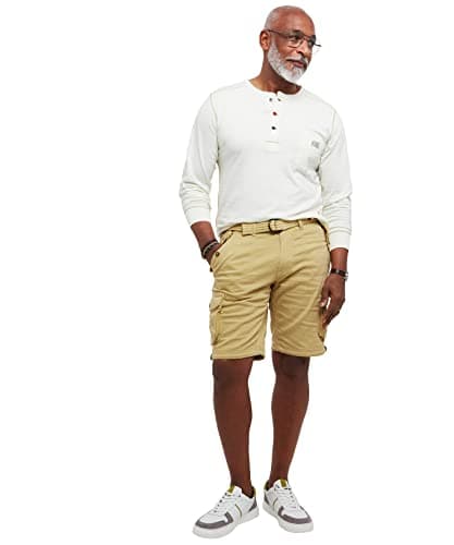 Image of Joe Browns Men's Multi Pocket Knee Length Belted Relaxed Cargo Shorts, Brown, 38 Waist