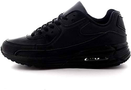 Image of Get Fit Men’s Air Bubble Trainers - Lace-Up Lightweight Athletic Sneakers with Shock-Absorbing Sole - Comfortable Walking & Running Shoes for Gym, Sports & Everyday Wear - Black - UK9/EU43