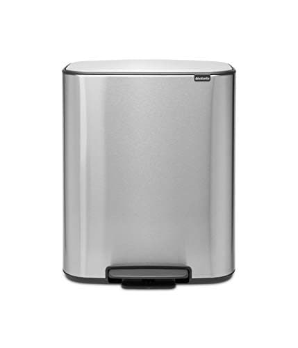 Image of Brabantia Bo Pedal Bin - 2 x 30L Inner Buckets (Matt Steel Fingerprint Proof) Large Waste/Recycling Kitchen Bin - Soft Closing Lid