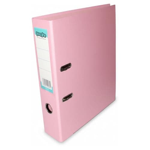 Image of Booghe A4 Lever Arch File with Protector – Single, 4 or 10 Pack – Sky Blue, Pink, Lavender, Aqua – Heavy Duty Office Filing & School Binders (1, Pink)
