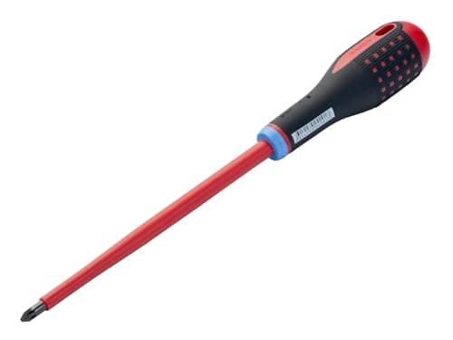 Image of Bahco Ergo™ VDE Insulated Pozi Screwdriver PZ2 x 100mm, Blade Made from Alloy Steel and for Work on Live Equipment up to 1000V