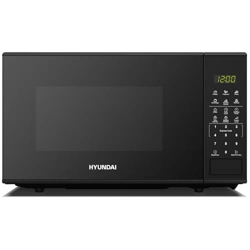 Image of Hyundai 800W 20L Black Digital Microwave, Stainless Steel Interior, 11 Power Levels, Automatic Defrost, 6 Auto Cook Modes, Clock and Timer, Digital Controls, Easy Clean & Child Lock