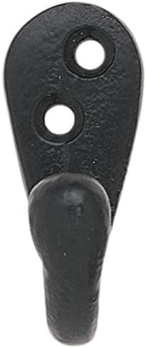 Image of Euroart Black Antique Iron Single Coat Robe Hook Perfect for Hanging Coats, Robes, Hats, or Towels.