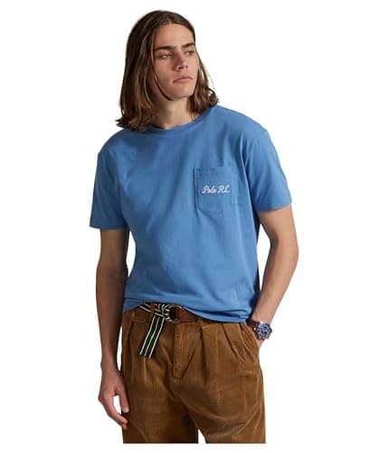 Image of POLO RALPH LAUREN Mens Classic Fit Polo Bear Jersey T-Shirt, Hatteras Blue Heritage Bear, Large