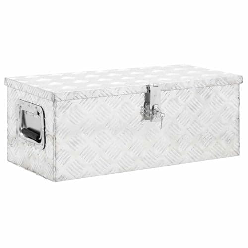 Image of vidaXL Aluminium Storage Box - Portable and Compact Silver Toolbox with Secure Locking System and Practical Handle