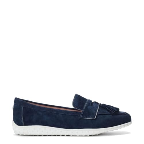 Image of Moda in Pelle Women's Elinia Navy Suede Flat Loafers 4
