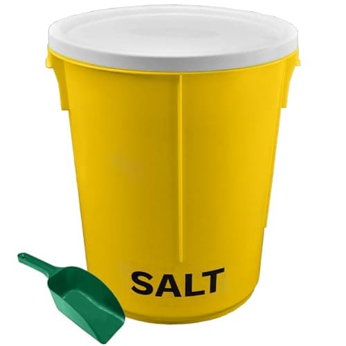 Image of 25L Yellow Grit Salt Bin 43cm with Lid and Scoop for De-Icing Salt or Grit for Driveway, Path and Patio