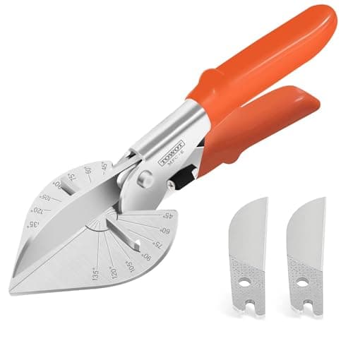 Image of TOWOT Multi Angle Miter Shears, Angle Cutter Adjustable at 45 to 135 Degree with Safety Lock Miter Shears for Crafting, Plastic, PVC & Molding Trim, Angle Cutting Tool Including 2 Spare Blade