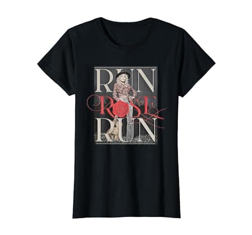 Image of Run Rose Run Guitar Dolly Parton T-Shirt, Women, Black, Small