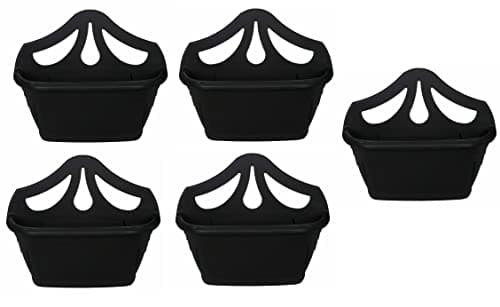 Image of Fence Wall Planter Plant Flower Basket Pot Container Venetian Garden Box Plastic UK (Wall Planter 31 cm Black, 5)
