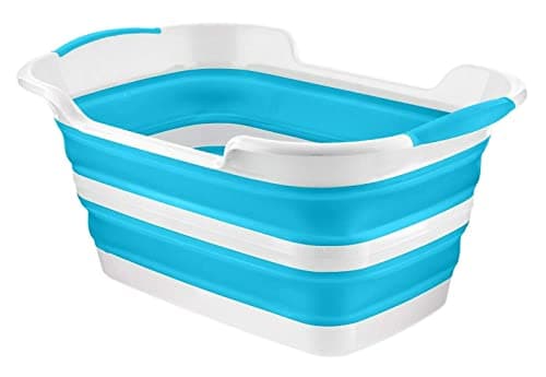Image of Homeshopa Collapsible Plastic Laundry Basket, 27 Litre Foldable Pop Up Storage Container/Organiser, Portable Washing Tub, Strong & Durable Space Saving Washing/Clothes Bucket/Hamper