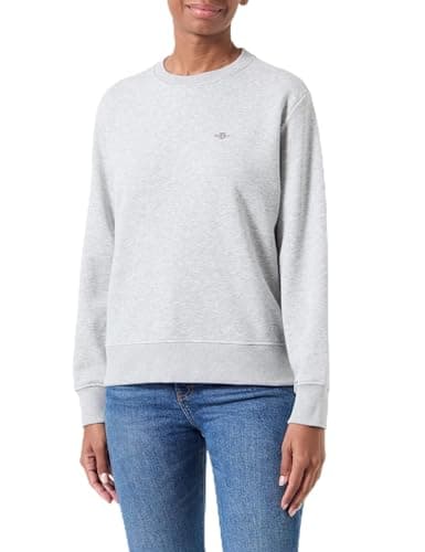 Image of GANT Women's Shield C-Neck Sweat Sweatshirt, Light Grey Mix, S