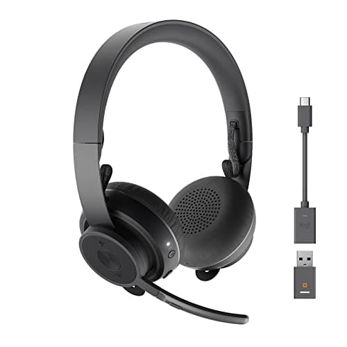Image of Logitech Zone 900 Over-Ear Wireless Bluetooth Headset with advanced noise-cancelling microphone, connect up to 6 wireless devices with one receiver, quick access to ANC and Bluetooth - Grey