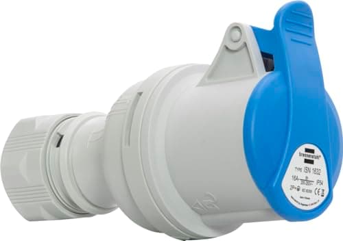 Image of Brennenstuhl CEE 3 Pin Outdoor Electrical Socket, CEE Socket 230V/16A with Lid, Screwable Connection, Outdoor Use, Camping, Camper, Construction Sites, IP44, 16A