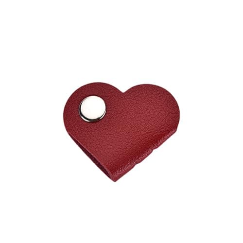 Image of PU Leather Cord Organiser Heart Shaped Cable Tie Cable Wire Management Winder for Headphones Earphones Wire Stylish Cord Wrap for Earphones